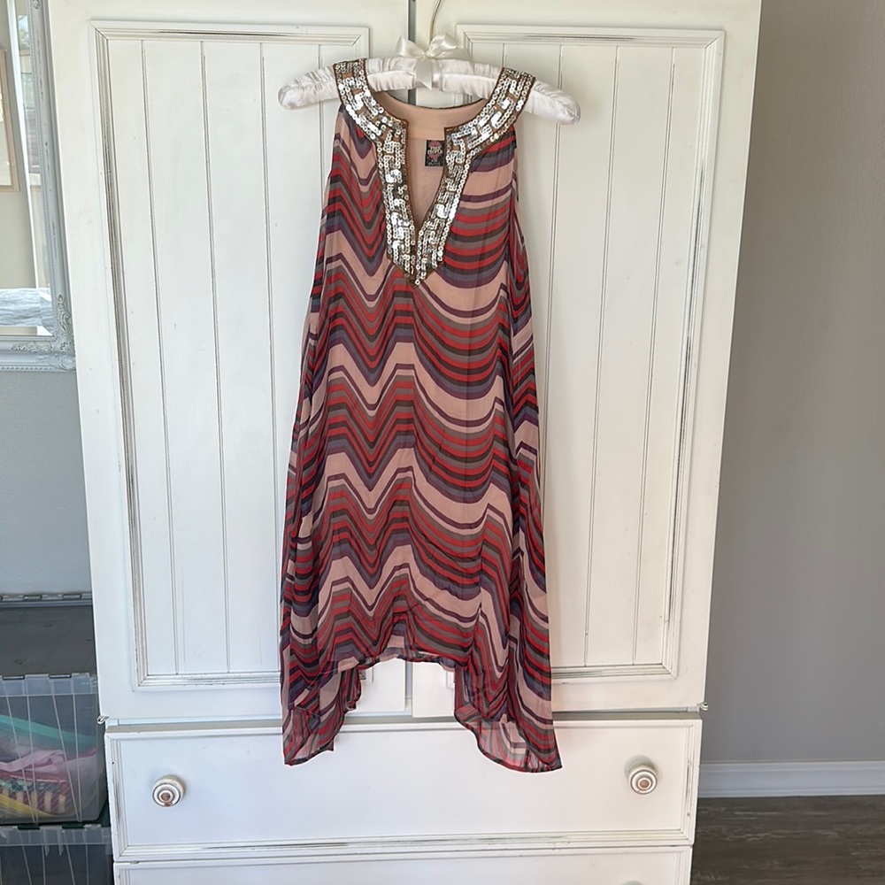 Flowy Free People Dress with sequin neckline, size Large